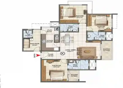 Godrej Bannerghatta Apartment 4.5 BHK Floor Plan by Godrej Properties located at Bannerghatta Road, Bangalore Karnataka